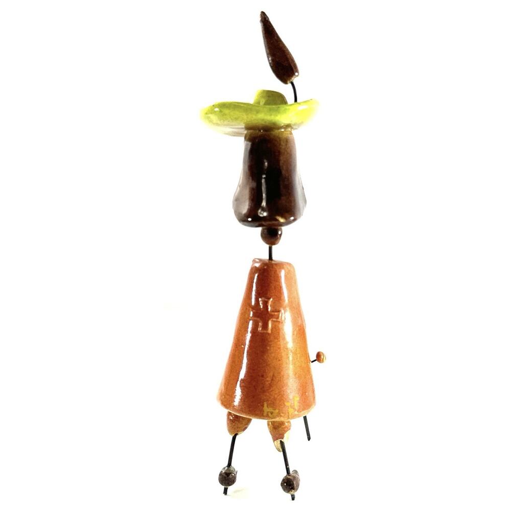 Mid-Century Glazed Terracotta Robin Hood Figurine 9” Folk Art Modernist READ - Picture 5 of 9